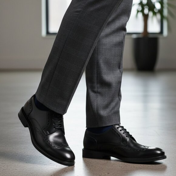 Nunn Bush Black Leather Comfort Gel Oxfords Men\'s Size 10 M Lace Up Dress Shoes